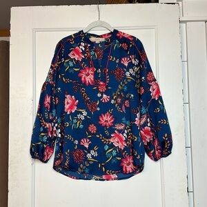 Loft floral blouse with a balloon sleeve